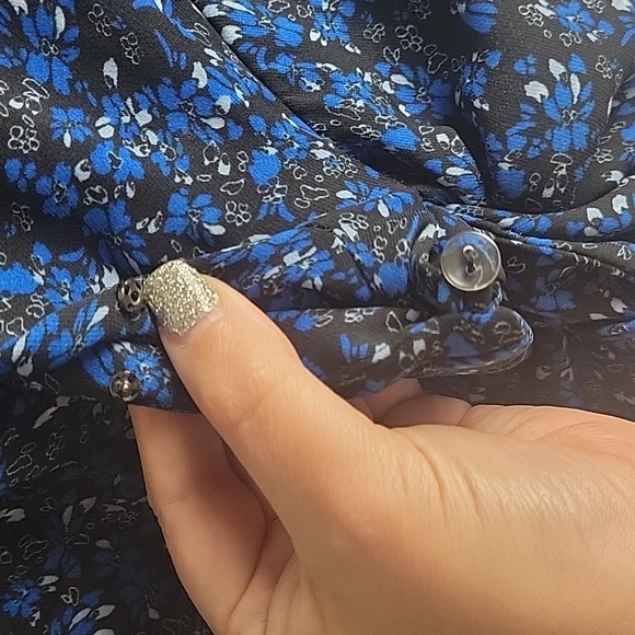 Parker-Long Sleeve Tie Crop Front Blouse, Blue-Size Medium - Picture 9 of 16